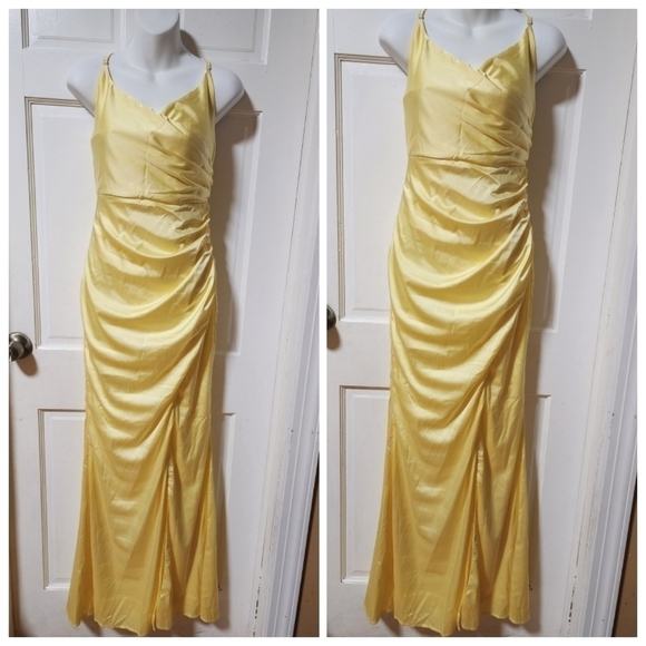 Fashion Nova Women’s Luxe Nights Satin Maxi Dress – Yellow Large - Picture 4 of 13